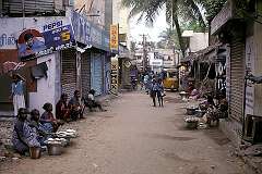 Selling fish along a street in a southern neighbourhood of Chennai.