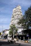 The “gopuram” or entrance tower of a temple along a street in Kanchipuram, 72 kilometres southwest of Chennai, a holy Hindu pilgrimage site.