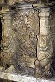 A sculpture of one of the forms of Shiva in a niche of the gallery of the Kailasanathar Temple, Kanchipuram.