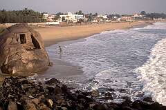 View of the beach in Mahabalipuram.