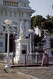 A statue of Jesus in front of the Church of Our Lady of the Immaculate Conception, Puducherry.