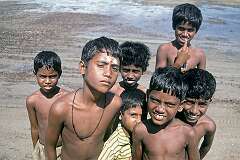 Young boys on the beach in Dhanushkodi.