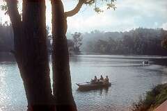 Man-made Kodaikanal Lake with boating at the hill station town of Kodaikanal, at an altitude of 2100 metres and about 120 kilometres north west of Madurai.