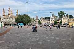 View to Charminar (lit. 'four minarets') from the plaza in front of the Makkah Mosque.