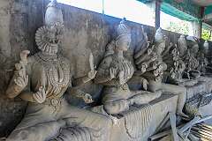 A row of statues in the Sri Veeramma Kali Temple, in the Rangamura area of Melaghar. The temple was (re)established in recent years.