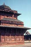 Architecture of Fatehpur Sikri, founded in 1569 by the third Mughal emperor Akbar the Great, as the political capital of the Mughal Empire, 37 kilometres west-southwest of Agra.