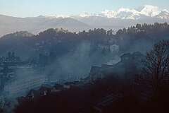 View from Hotel Pinewood in Darjeeling, in the Himalayan foothills 50 kilometres west of Kalimpong.