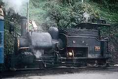 The locomotive of the "Toy Train", is a 2 ft gauge railway in Darjeeling; it runs the 88 kilometres to New Jalpaiguri.