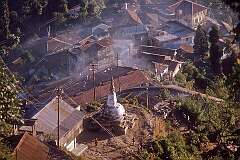View from from the Observatory Hill View Point to a stupa in Darjeeling.