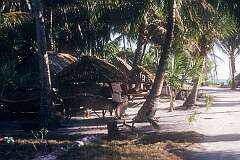 The road in the village of Tebunginako, in the north east of Abaiang.