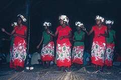 Girls dancing at a farewell party in Tabwiroa School, east Abaiang.