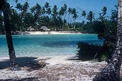 View to the small islet of Kenna from Kabangaki, in the south of Abemama atoll.