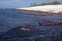 “Te Atibu ni Borau” or “navigational stones”, at the northern tip of Arorae island. This set of stones (dating from circa 1000–1500 CE) marked out the initial directions for voyages to the other islands, but are no longer visible from the sea.