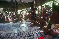 During the feast to celebrate the one-month birthday of a baby, in Roreti maneaba.