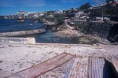 The cantilever and harbour in Uma (Umwa), Banaba.