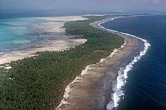 View over Butaritari atoll, in the north of Kiribati.