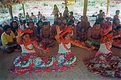 Girls performing traditional Gilbertese “sit-down” dancing,