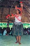 Traditional Gilbertese dancing in the Maneaba “Te Aake” in Ukiangang.