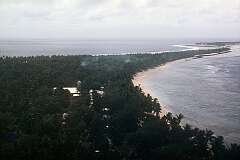 Flying over Butaritari atoll.
