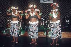 Traditional Gilbertese dancing performed in December 1982 in the Mendana Hotel in Honiara in the Solomon Islands, where there is a sizeable Gilbertese minority.