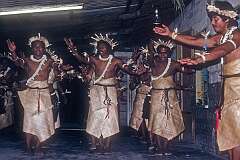 Traditional dancing by the group Takaria Mautaake in Betio, South Tarawa in November 1988.