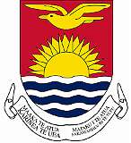 GILBERT AND ELLICE ISLANDS COLONY, 1937 - The coat of arms of the Gilbert and Ellice Islands, designed by Sir Arthur Grimble, the Resident Commissioner of the Gilbert and Ellice Islands, features a golden-coloured lesser frigatebird over a rising sun on a red background, over white and blue stripes, symbolising the Pacific Ocean. On the ribbon under the shield is the motto “Fear God, Honour the King”, both in Gilbertese: “Maaka te Atua, Karinea te Uea” and Tuvaluan: “Mataku i te Atua, Fakamamalu ki te Tupu”.