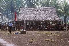 Crowd at the airstrip on Makin island, just north of Butaritari atoll.