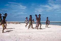 Children on the beach of Buariki, in the south of Tabiteuea.