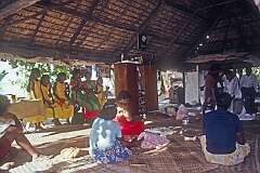 A bride is prepared in the house of Biteti Tentoa in Antenon village, South Tarawa.