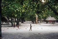 In the village on Nabeina, a very mall islet of North Tarawa, northwest of Tabiteuea.