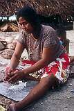 Shaving coconut at a home in Buariki, village, North Tarawa.