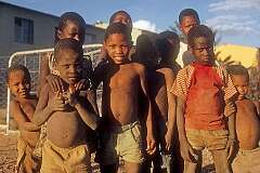 Damara (ǂNūkhoen) boys in Khorixas, previously the capital of the Damaraland bantustan before Namibia's independence.