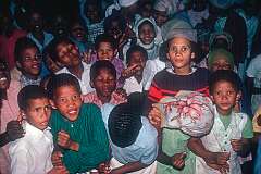Children at a party in the mission building of the Roman Catholic Church of Gibeon (Khaxa-tsûs).