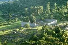 Overview of the temple in the ruins of Great Zimbabwe (meaning "Great House of Stone"),  capital of the BaKalanga Kingdom of Zimbabwe, that existed around 1000–1450.