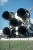 Cape Canaveral, Florida, USA - The first stage of Saturn V, the three-stage liquid-fueled super heavy-lift launch vehicle that was developed to support the Apollo program for human exploration of the Moon.