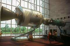 Washington DC, USA, 1980 - A mockup of the Apollo–Soyuz Test Project, conducted in July 1975, the first joint U.S.–Soviet space flight. It involved the docking of an Apollo Command/Service Module with the Soviet Soyuz 19.