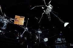 Washington DC, USA, 1980 - A display of various satellites in the National Air and Space Museum of the Smithsonian Institution.