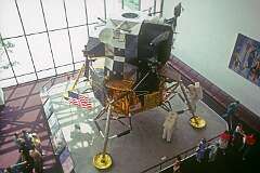 Washington DC, USA, 1980 - A display of the Apollo Lunar Module (LM) with the two astronauts on the surface of the moon. The lander portion of the Apollo spacecraft was built for the US Apollo program by Grumman Aircraft to carry a crew of two from lunar orbit to the surface and back.
