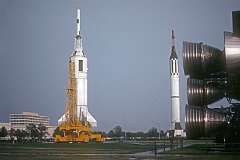 Houston, Texas, 1980 - Little Joe II, a rocket used from 1963–66 for five unmanned tests of the Apollo spacecraft Launch Escape System (LES); and the Mercury/Redstone combination, the first American manned space booster, used for six sub-orbital Mercury flights from 1960–61, including the first and second Americans in space.