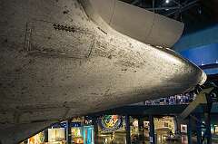 Cape Canaveral, Florida, USA - The coated ceramic tiles as used on the Space Shuttle, like Atlantis. It is a reusable barrier that protected the Space Shuttle Orbiter during the extreme heat (up to 1,650 °C) during reentry into the atmosphere.