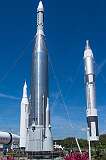 Cape Canaveral, Florida, USA - The Atlas-Agena, as used to launch the first five Mariner unmanned probes to the planets Venus and Mars, and the Ranger and Lunar Orbiter unmanned probes to the Moon; and the Titan II (originally an ICBM, Inter-continental ballistic missile, but later used as a medium-lift space launch vehicle) with a Gemini capsule.