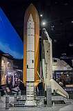 Washington, DC, USA  - A model of the Space Shuttle Columbia, the first in NASA's Space Shuttle fleet, with fuel tank and boosters. Its first flight was on 12 April 1981. Over 22 years of service it completed 27 missions. On 1 February 2003 it disintegrated during re-entry near the end of its 28th mission, resulting in the deaths of all seven crew members.