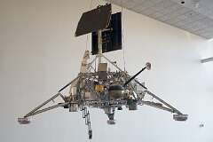 Washington, DC, USA - The Surveyor Lunar Lander, an engineering model for the Surveyor 3 or later, with a scoop and claw surface sampler. These were the first U.S. probes to soft-land on the Moon, to provide data about its surface and possible atmosphere, and provide detailed TV pictures of the surface.