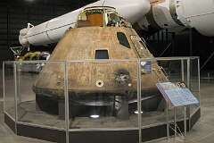 Dayton, Ohio, USA, 2018 - The Apollo 15 Command Module, “Endeavour”. Apollo 15 was the first mission to use a lunar rover vehicle. David Scott and James Irwin spent 67 hours exploring and setting up scientific experiments while Alfred Worden remained in orbit conducting experiments and photographing the moon. Just over 12 days after launch, the crew returned safely, splashing down in the Pacific Ocean near Hawaii.