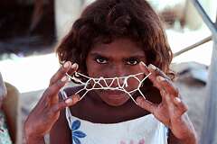Borroloola, NT, Australia, 1981 - Playing the universal string game.